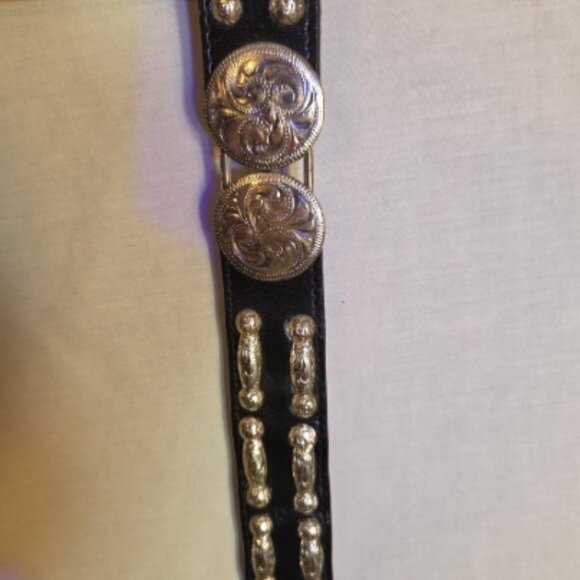 Vintage Western Leather Belt Ladies 32 Silver Buckle USA Made - Picture 4 of 10